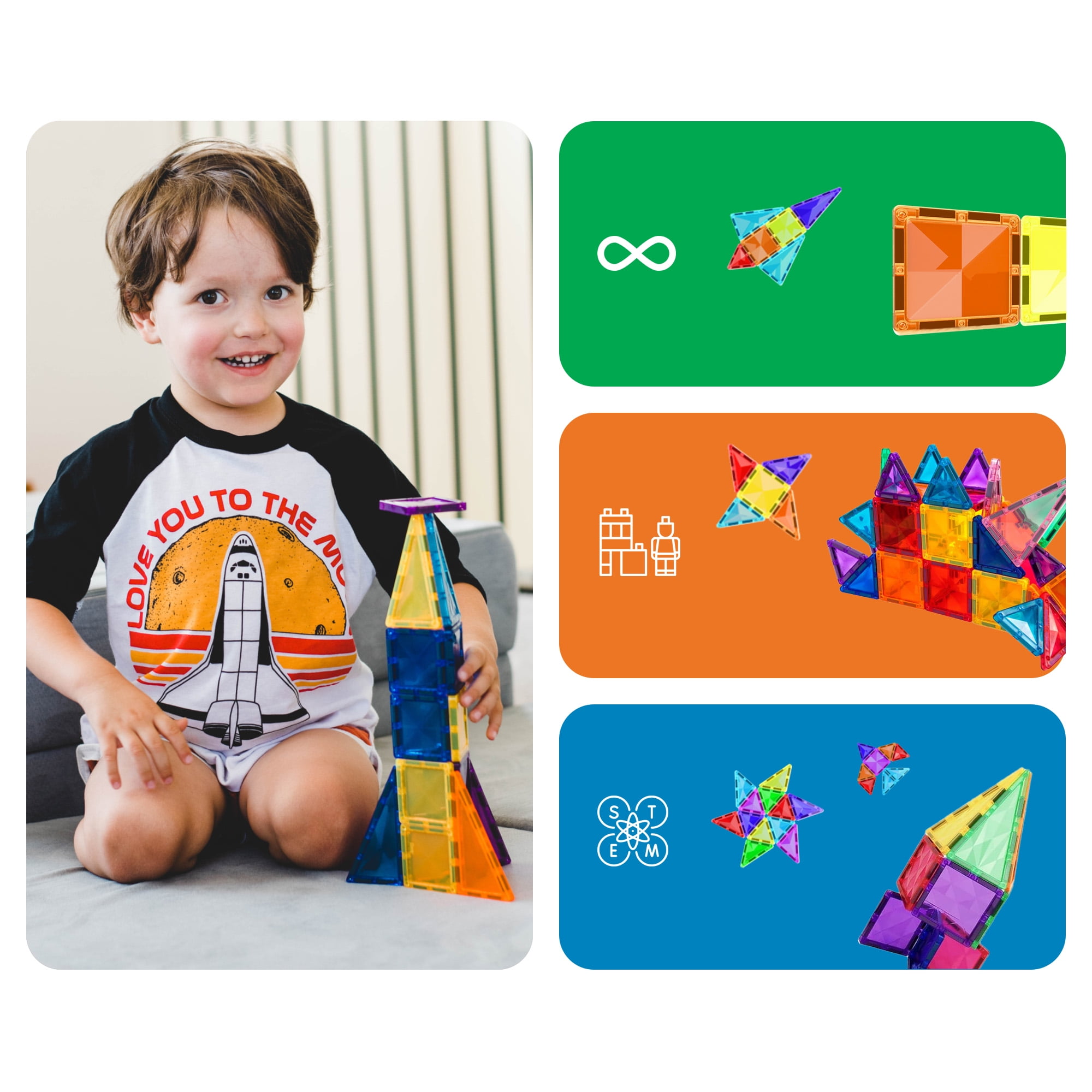 PicassoTiles Mini Magnetic Tiles for Kids – 80PCS STEM Construction Building Blocks Travel Toy Set