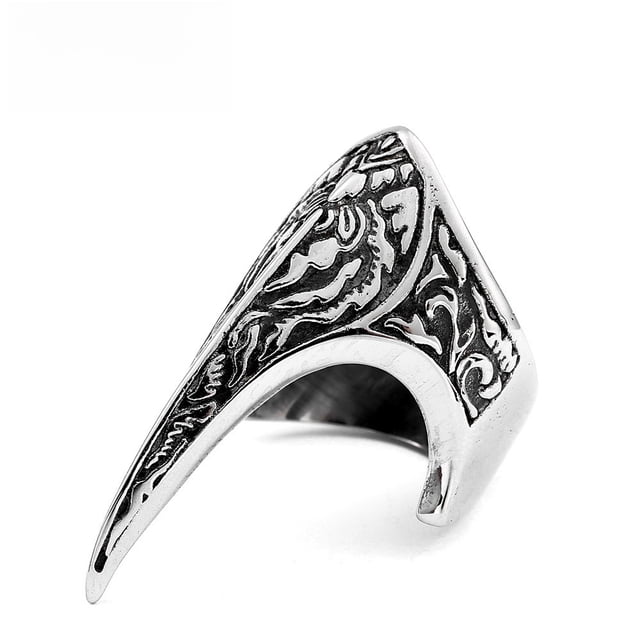 Anillo de armadura tallado de acero inoxidable con joyería vintage personalizada, anillo de moda para hombres