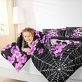 thumbnail image 4 of Homewish Spooky Grunge Skull 7-Piece King Bedding,Spider Web Purple Floral King Bed in a Bag,Halloween Bed Set,Black Reversible, 4 of 8