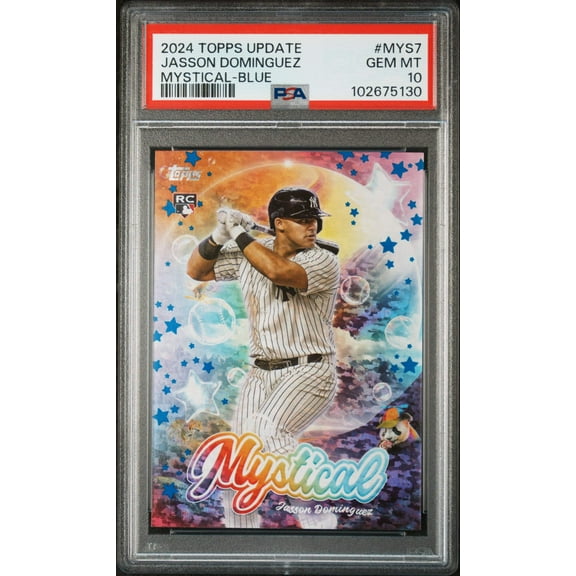 Graded 2024 Topps Update Jasson Dominguez #MYS7 Mystical Blue Rookie RC Baseball Card PSA 10 Gem Mint