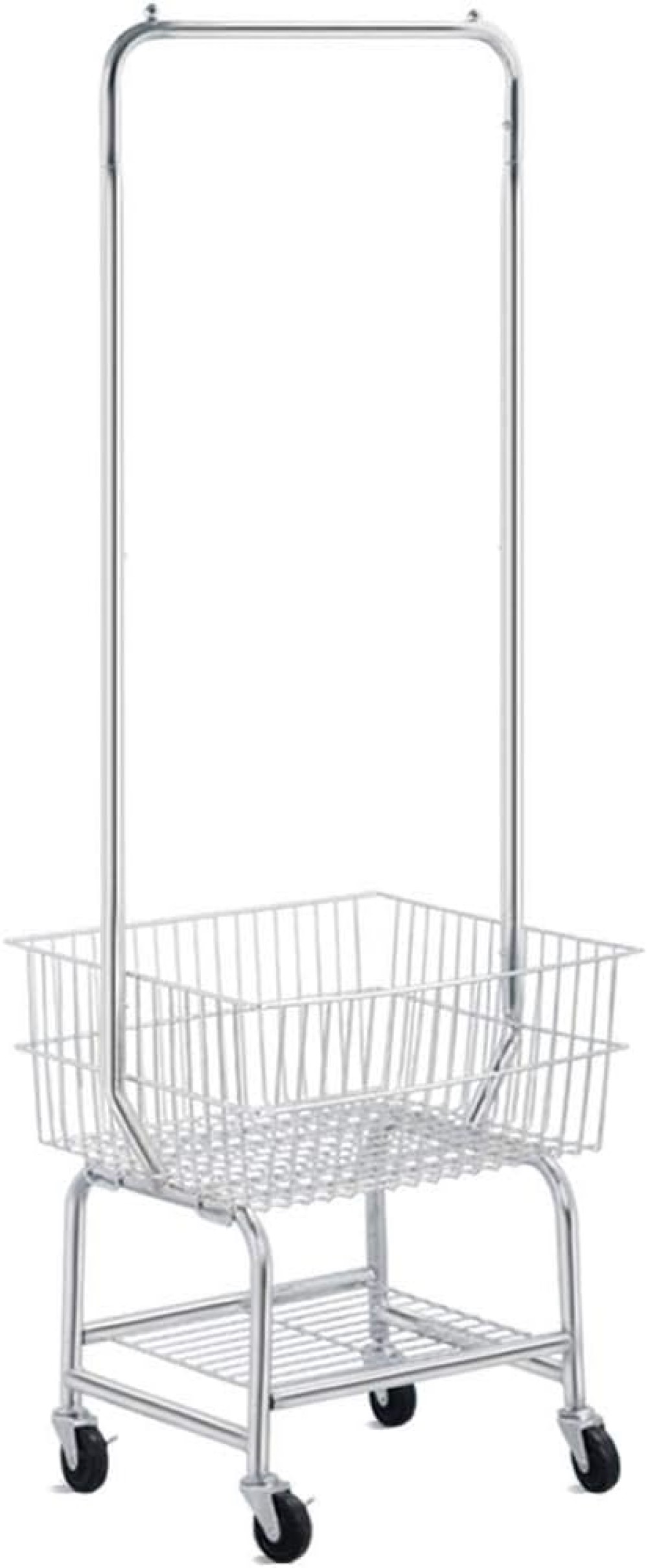 Wire Commercial Rolling Laundry Cart Bulter Garment Rack,Laundry Butler Storage Rack,w/Hanging Drying Rack Wash Basket/Bag Mesh Collapsible Racks on Wheels