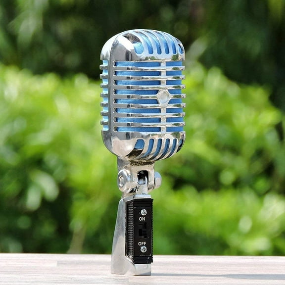 Professional Vintage Classic-Iconic Retro Style, Dynamic Microphone Metal Chrome Finish