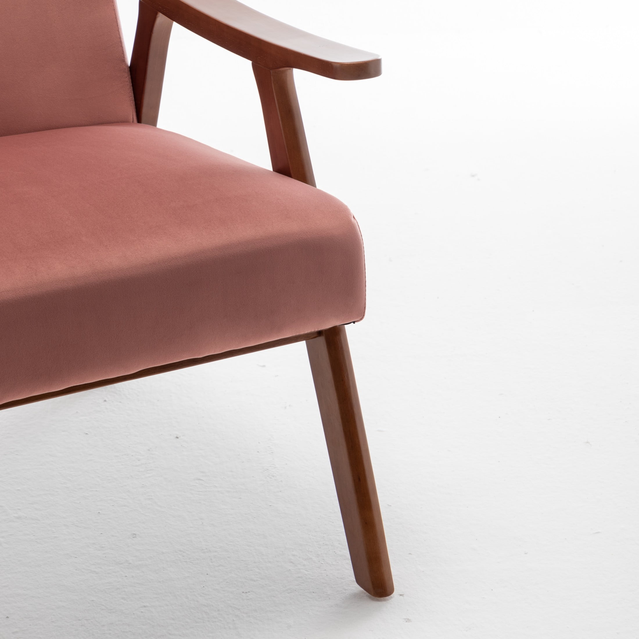 GDF Studio Mid-Century Modern Accent Chair with Velvet Upholstery & Solid Wood Frame, Rose