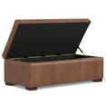 thumbnail image 3 of Gabbie 48 inch Wide Rectangular Storage Ottoman in Distressed Saddle Brown Vegan Leather, 3 of 13