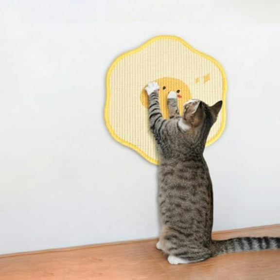 Sisal Cat Scratching Mat, Anti Scratch Furniture Protector for Walls, Couches, Cabinets, Doors Carpet, Shedding-Resistant Cat Scratcher with Hook and Loop Fastener (Yellow)
