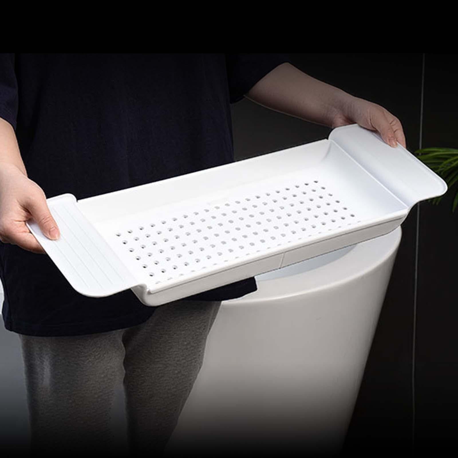 Adjustable Bath Tub Rack Sturdy Expandable ,Accessories Storage Shelf