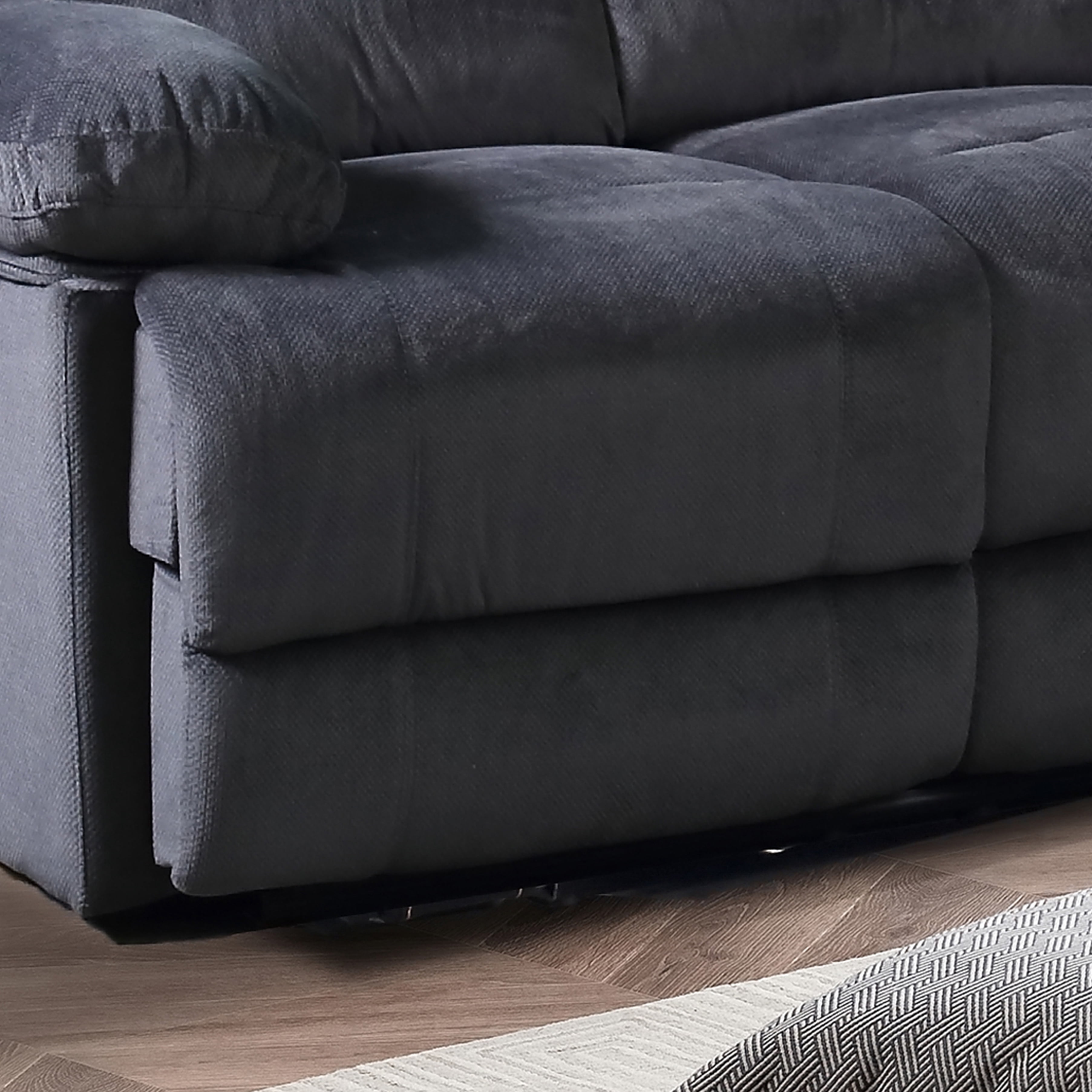 Kevin Collection Contemporary Upholstered Reclining Sofa with Dual Recliners, Grey