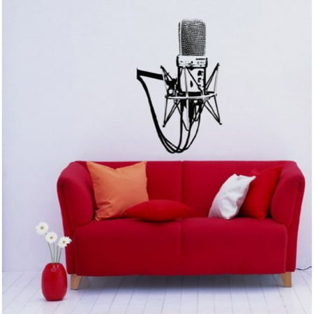 studio microphone musical decor recording music studio wall vinyl decal art sticker home modern stylish interior decor for any room smooth and flat surfaces housewares murals design graphic bedroom