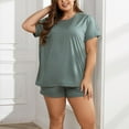 thumbnail image 3 of Vedolay Women's Plus Size Soft Short Sleeve Top and Short Pajama Set,Green XXL, 3 of 5