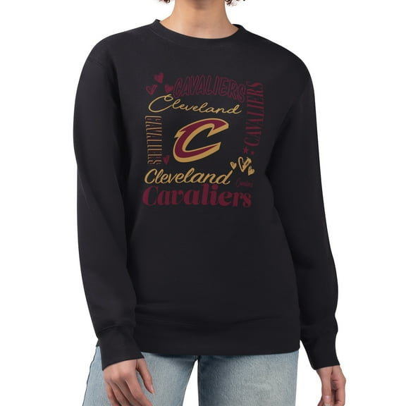 Women's G-III 4Her by Carl Banks Black Cleveland Cavaliers Collage Team Graphic Fleece Pullover Sweatshirt