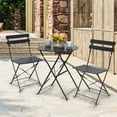 thumbnail image 2 of Kromax Outdoor 3 Piece Patio Bistro Set, Folding Bistro Table and 2 Folding Chairs, Patio Conversation Furniture Set, Space Saving, Black, 2 of 14