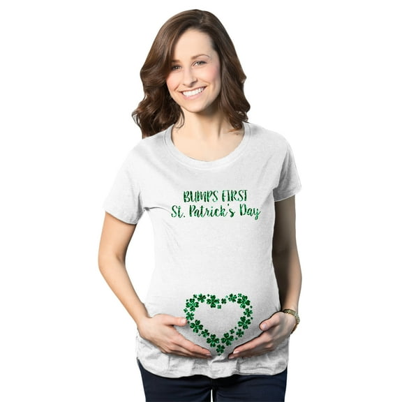 Maternity Bumps First Saint St Patricks Day T Shirt Cute Reveal Pregnancy Tee