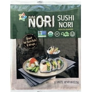 Organic 10 Full Size Sheet KIMNORI Sushi Nori Premium Roasted Seaweed Rolls Wraps Snack 0.88 OZ ( 25g ) Laver, USDA ORGANIC, Gluten Free, No MSG, NON-GMO, Vegan, Kosher