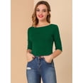 thumbnail image 3 of DARING DIVA Women's Elbow Sleeves Boat Neck Slim Fit Classic Tee M Deep Green, 3 of 6