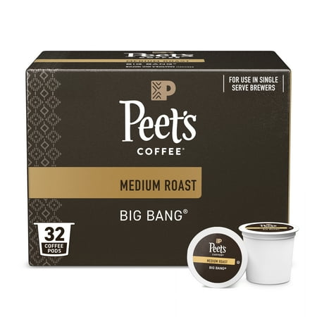 Peet's Coffee, Big Bang Premium Medium Roast Single Serve Coffee Pods, 32 Count