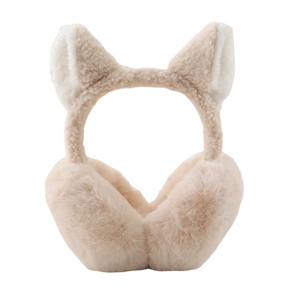 SUXIAN Cute Cat Earmuffs Winter Warm Outdoor Headband Ear Covers for Cold Weather Hair Accessories Beige One Size