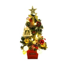 Mini Christmas Tree 19.7IN Tabletop Holiday Decoration with LED String Lights Battery Operated Festive Ornament for Home Office Window Display DIY Holiday Setup