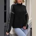 thumbnail image 4 of Chandail Col Roulé Automne pour Femmes Tricot Manches Longues Couture Contrastée Confortable Chaud Mode Décontractée Hiver, 4 of 9