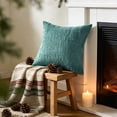 thumbnail image 6 of COOKCOK Chenille Throw Pillow Covers 18x18 Inch Set of 2, Thick Textured Farmhouse Decorative Pillow Cases for Couch Sofa Bed Living Room, Teal, 6 of 8