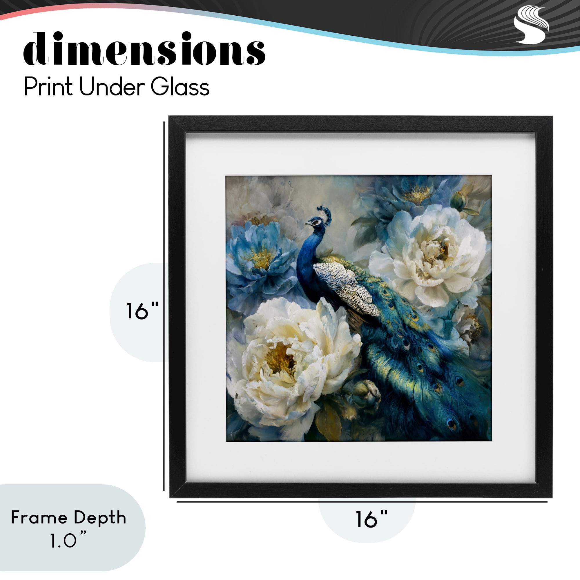 Stupell Industries Pretty Peacock with Roses Black Framed Print Under Glass, design by Tina LeCour