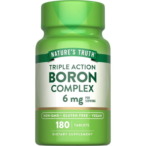 Triple Action Boron Complex | 6mg | 180 Count | Vegan, Non-GMO & Gluten Free Mineral Support | by Nature's Truth