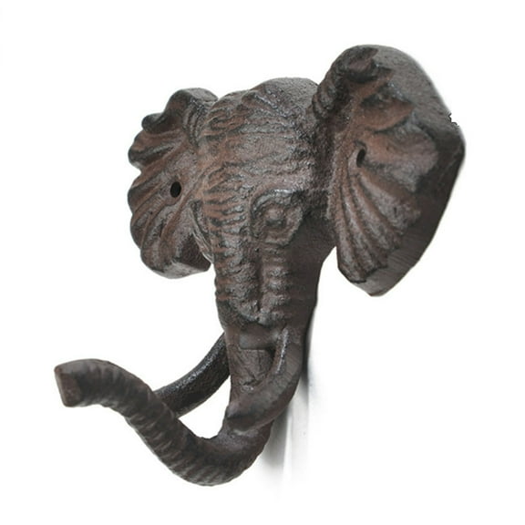 Cast Iron Elephant Hook, Antique Finish Wall-Mounted Holder,Rustic Animal Shaped Hanger for Hats, Keys, Towels and Entryway