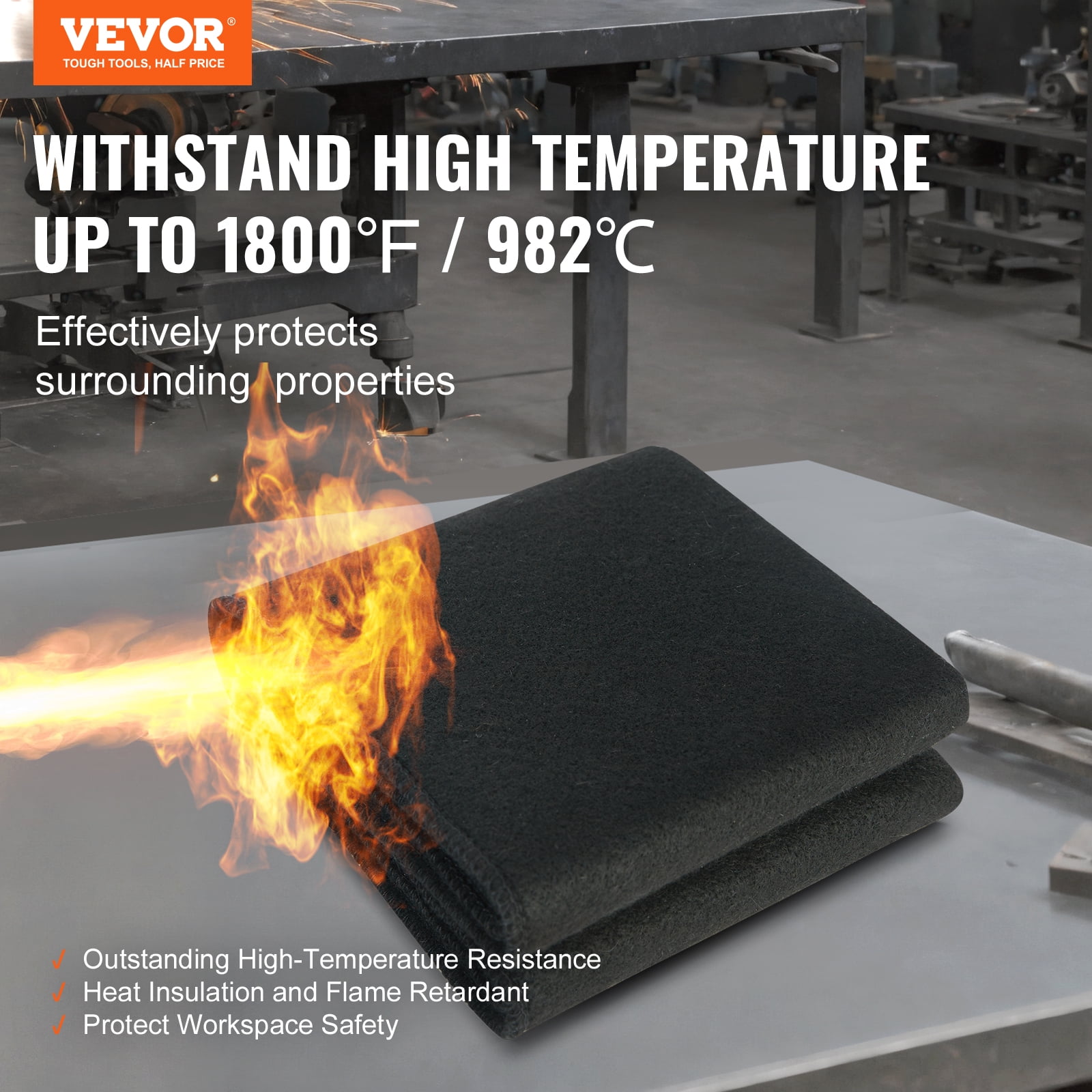 SKYSHALO 27"x12" Welding Blankets Flame Mat Up To 1800°F 1 Pack Retardant Welding