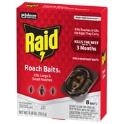 Raid Double Control Large Roach Baits, Kills Cockroaches and Bugs, 8 Bait Stations