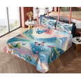 thumbnail image 4 of Ambesonne Lake Fitted & Top Sheet Set with Sham, Butterflies Cherry Blossoms, Pink Sky Blue Green, 4 of 5