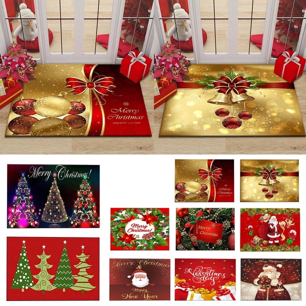 Xihbxyly Felpudo Navideño, Decoración Festiva, Poliéster Suave, Base de Pvc Antideslizante, Ideal para Entrada, Cocina o Exterior, 60 X 90 Cm.