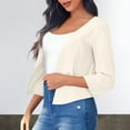 thumbnail image 5 of Breezora Women's Short Blazer Cardigan Top Trendy Spring Summer Lightweight Office Casual Chic Wear L Size White, 5 of 9
