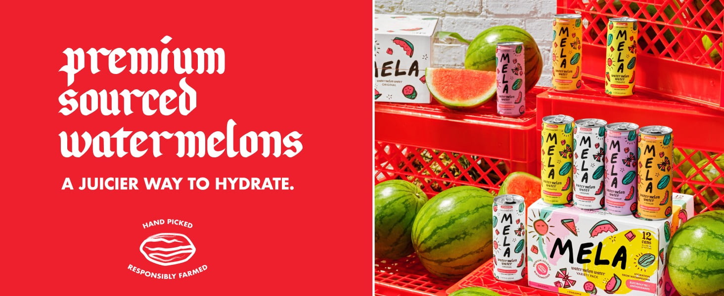 Mela Water Watermelon Juice Drink, with Electrolytes, Antioxidants & Vitamin C, Pineapple Flavor, 16.9 fl oz Bottles, 12 Pack, Liquid Beverage