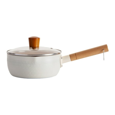 

1 Set of Practical Milk Pan Non-stick Milk Heating Pot Creative Sauce Pan (White)