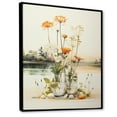 thumbnail image 2 of Designart "Minimalism Flowers White Beige wall decor" Abstract Botanicals Floater Framed Wall Art Print, 2 of 7