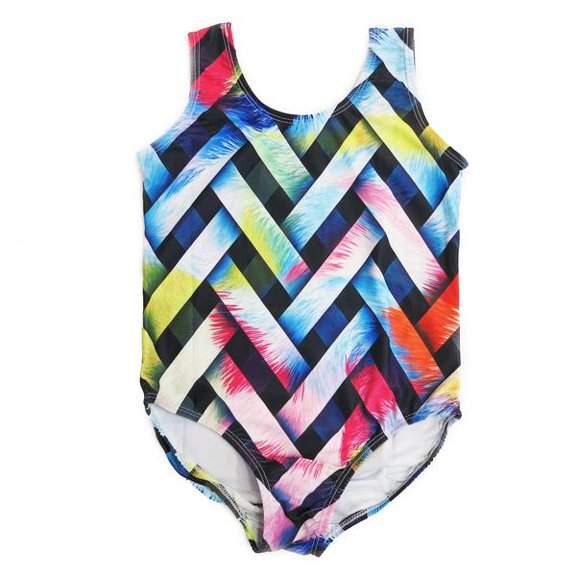 Wenchoice Rainbow Colorful Con-Texture Lycra Leotard Girls XL(6-8 Years)