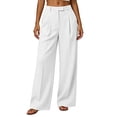 thumbnail image 2 of VBVC Women's Pleated Wide Leg Dress Pants , High Waisted Office Trousers For Women , Ladies' Casual Work Trousers with Pockets, White , S-2XL, 2 of 7