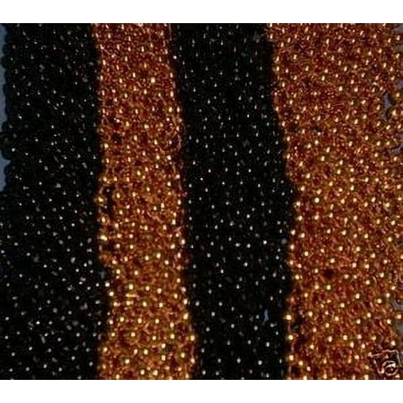 36 Black Orange Mardi Gras Beads Halloween Necklace