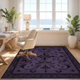 thumbnail image 3 of Design&I 8'x10' Washable Area Rug Purple Black Baroque Floral Design Elegant Scrollwork with Ornate Borders for Living Room, Family Extra Large Skid-Resistant Low Profile, 3 of 7