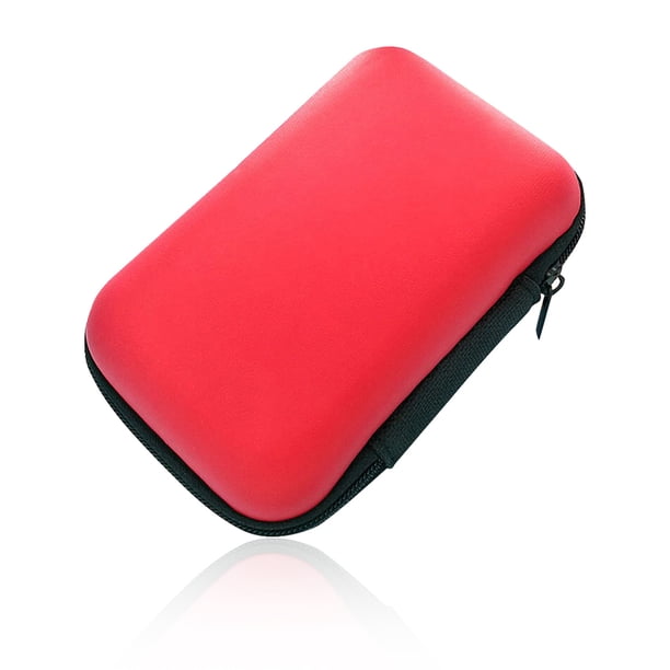 Bearachild Bolsa de almacenamiento de auriculares Cremallera portátil Elegante interior Oficina al aire libre Viajes Cable de datos Organizador Estuche Teléfono y Comunicación Rojo