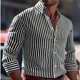 thumbnail image 1 of Camisa informal de negocios con estampado 3D a rayas para hombre, 25 estilos, para uso diario, para trabajo callejero, con solapa de primavera, manga larga, talla 6XL, envío rápido, 1 of 6