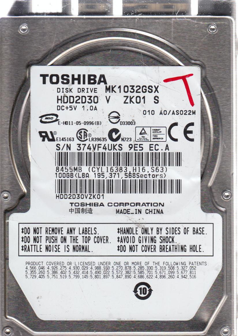 474円 激安正規品 TOSHIBA MK1032GSX 100GB