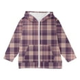 thumbnail image 5 of fnnxnal Big Girls' 10T Pink Plaid Zip-Up Hooded Jacket - 100% Polyester, Front Pockets, Spring & Fall Kids Outerwear, 5 of 6