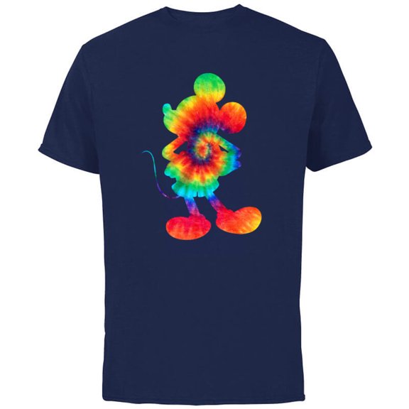 Disney Mickey Mouse Tie Dye Silhouette - Short Sleeve Cotton T-Shirt for Adults - Customized-Navy