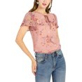 thumbnail image 6 of Allegra K Women's Floral Tie V Neck Flutter Sleeves Summer Blouse, 6 of 7