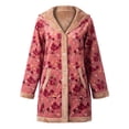 thumbnail image 1 of Moda mujer abrigo de invierno estampado floral forro polar con capucha manga larga chaqueta cálida d Abanopi Medio, 1 of 7