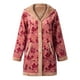 thumbnail image 1 of Abrigo de mujer Moda mujer abrigo de invierno estampado floral forro polar con capucha manga larga chaqueta cálida de bolsillo de un solo pecho 1 1, 1 of 5