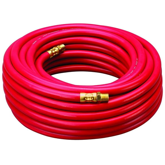 Amflo 512-50E Red 300 PSI Rubber Air Hose 1/4" x 50' with 1/4" MNPT End Fittings