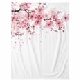 thumbnail image 7 of Pink Blossom Flannel Blanket for Bed,Travel and Camping, Spring Ink Painting Branch Petal Super Soft Cozy Blanket for All Seasons 50"x60", 7 of 7