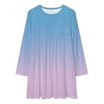thumbnail image 2 of Light Blue Gradient Loose Dress Evening Dress Summer Dresses for Women Luxury Dress Long Sleeved Dress, 2 of 4