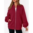 thumbnail image 6 of Women'S Fall Fashion Oversized Sweatshirt Jackets with Zipper Casual Long Sleeve Outerwear Winter Outfits Red S, 6 of 9